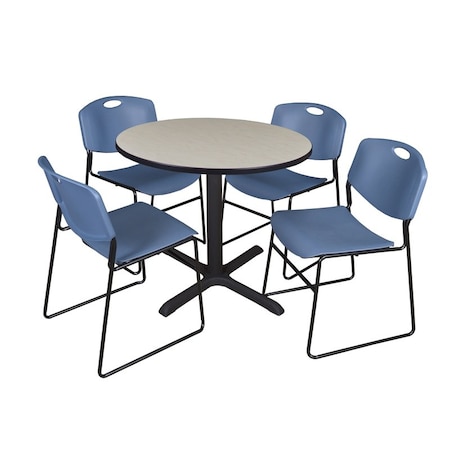 Cain Cain Round Table & Chair Set, Wood, Metal, Polypropylene Top TB42RNDPL44BE